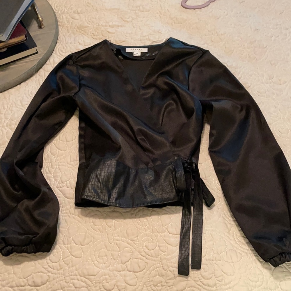 Fa Lux black wrap blouse